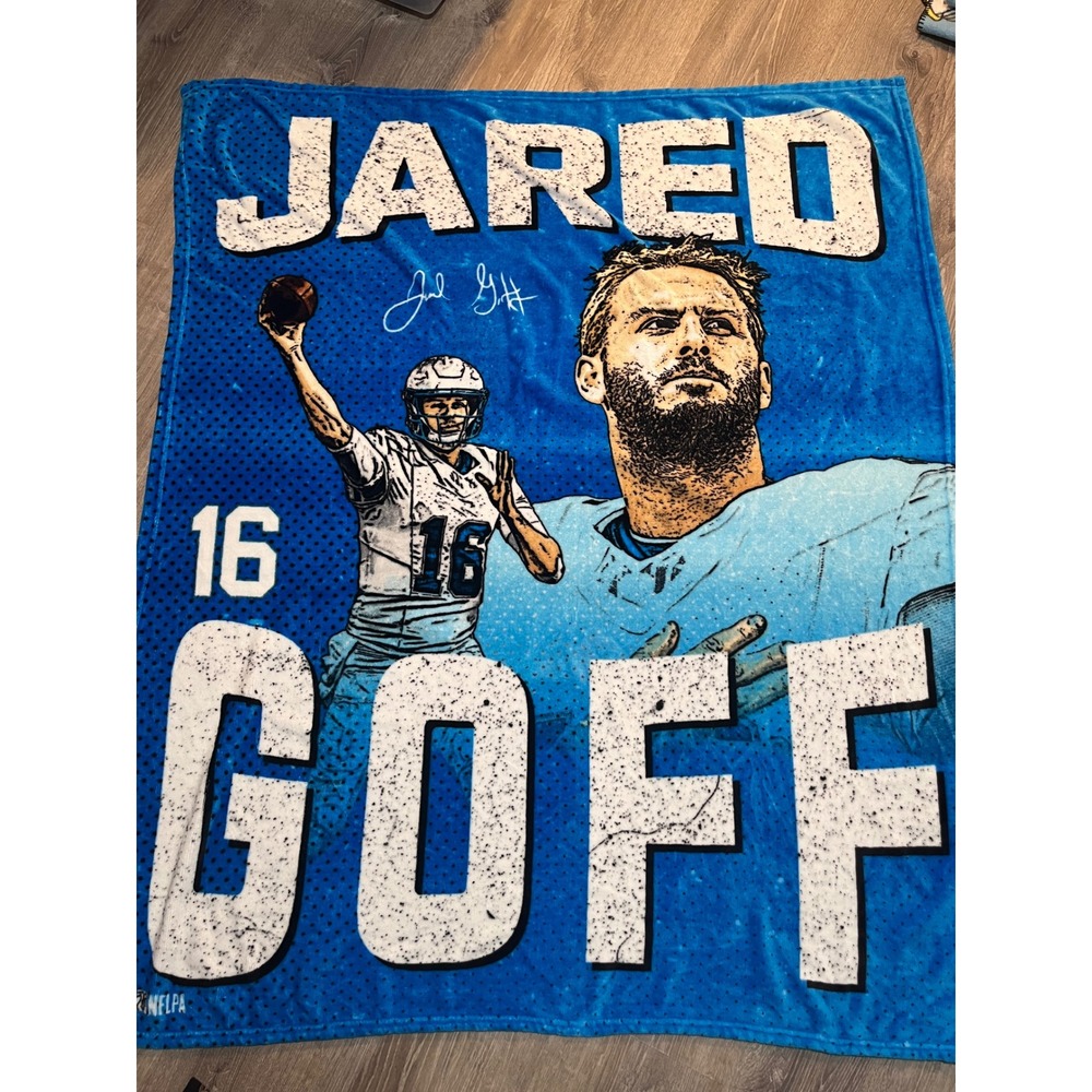 Detroit Lions Jared Goff NFL Plush Throw Blanket Blue 58x48